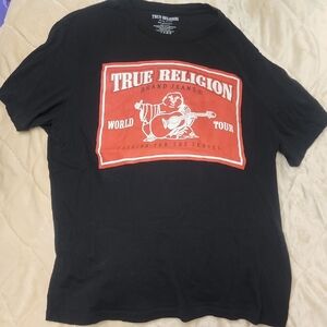 True Religion Black Tee with Red Graphic